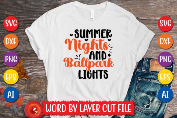 Summer Nights and Ballpark Lights Graphics for T-Shirt Designs