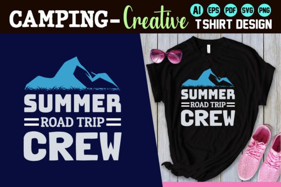 Summer Road Trip Crew Camping Shirt: A Fresh Graphic Design Asset for Casual Branding