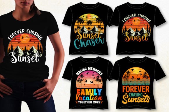 Summer Sunset T-Shirt Designs & Graphics Bundle